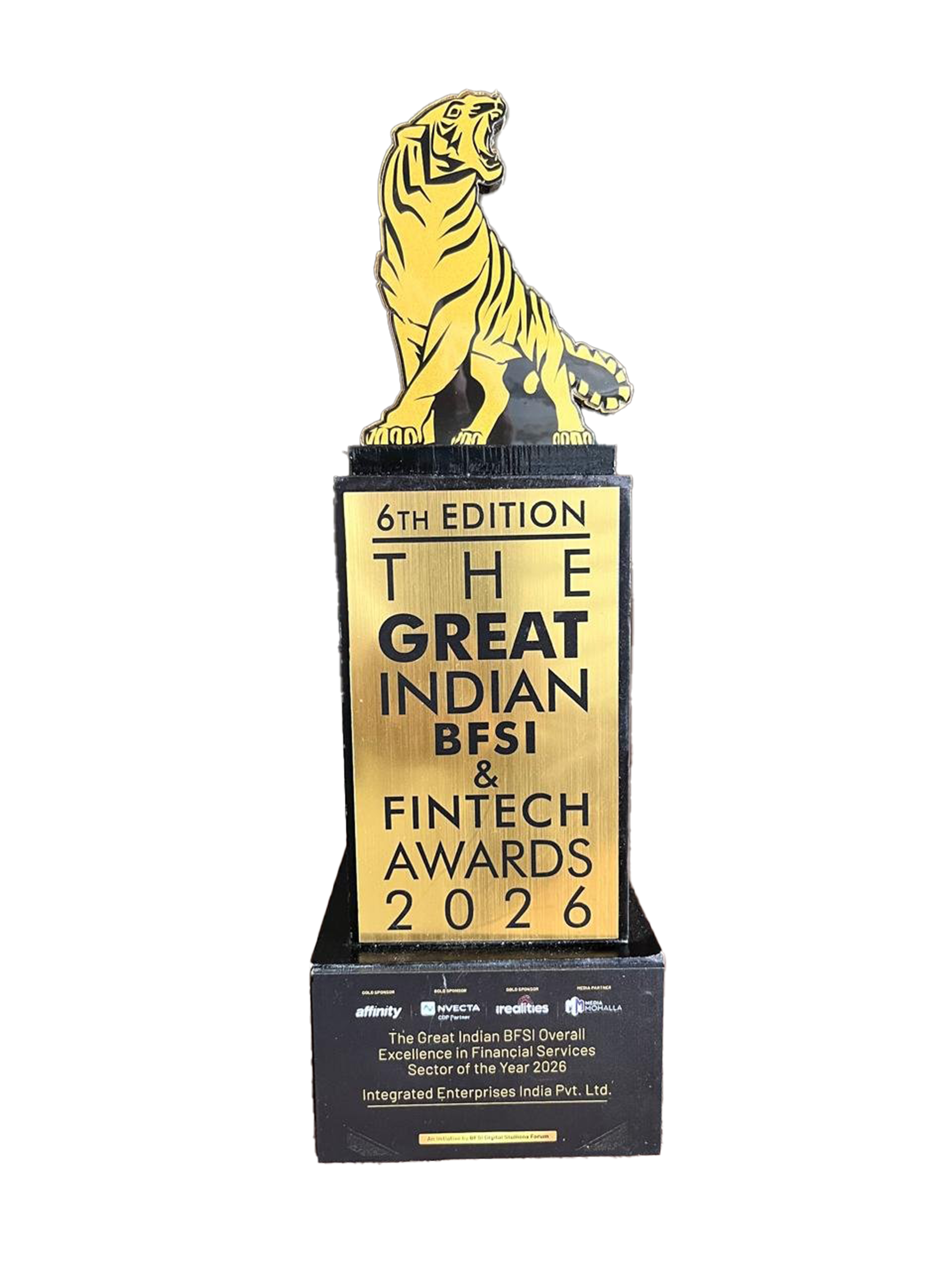 The Great Indian BFSI Overall Excellence in Financial Services Sector of the Year 2026 trophy